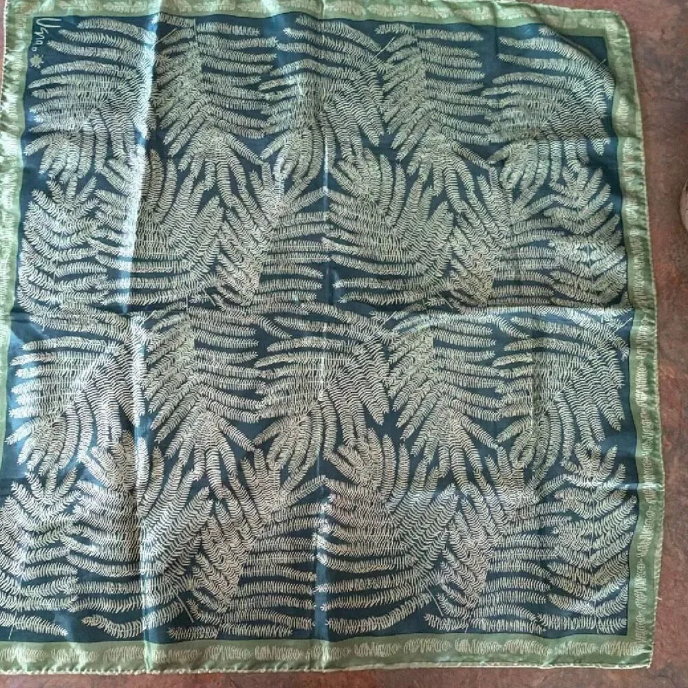 Vern Neumann Fern Square Scarf Green Nature Made in Japan